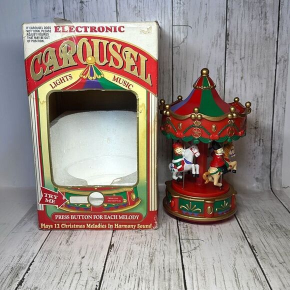 Electronic Christmas Carousel with Lights & Music - Plays 12 Melodies - Picture 1 of 8